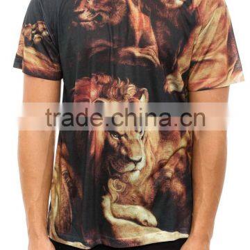 lion king sublimation t-shirt, 100% polyester sublimation t-shirt, cheap full sublimation tee