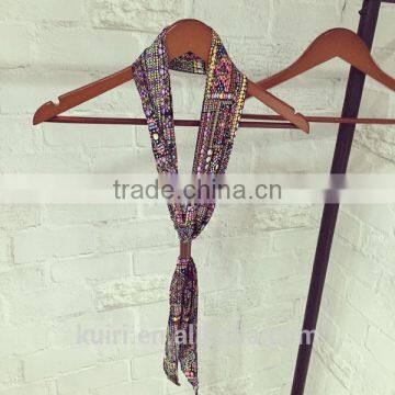Fashion Ladies Scarves Colorful Printing Emulation Silk Tie Scarf for Women Bufandas Mujer 2016 photo-3