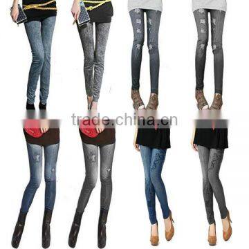 2015 Hot Sale Stretchy Fake Jeans Printing Girls' Tights Leggings photo-2