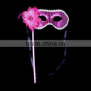 2016 wholesale Venetian princess party stick mardi gras masquerade mask