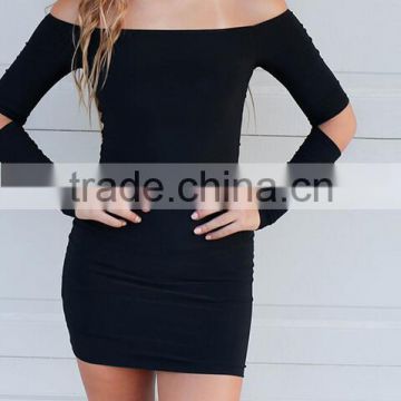 Runwaylover EY2196D Hot Sale 2017 Ladies Fashion Off-Shoulder Bodycon Mini Dress