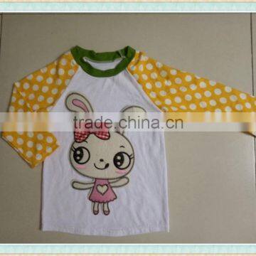 Wholesale Children Clothes Girls Boutique Clothes Rabbit Appliqued Design T- Shirt photo-3