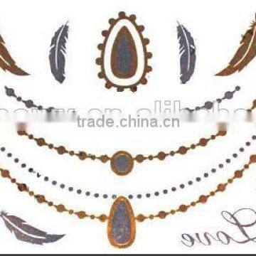 2015 Hot Sale Gold and Silver Feathers Tattoo Stickers photo-5