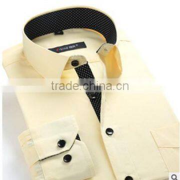 Black placket yellow solid color one pocket Yiwu direct production OEM shirt manufacturer
