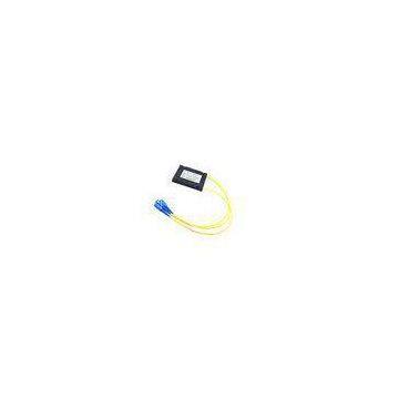 Plastic ABS Box Plc Splitter Black , FTTB 1X2 PLC Splitter With 2M / 3M Cable