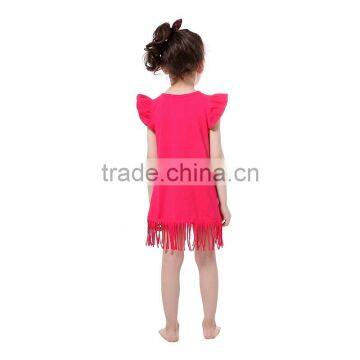 Baby Girls Tassels Cotton Dress Boutique All-match Clothing Kids Wear Fringe Multi Color Mint M7031507