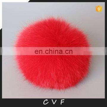 Red color big fox fur pompom genuine fur pompon accessory wholesale