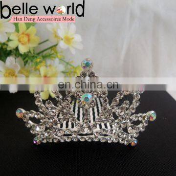 Fancy 8 cm Flower Crown Tiara Rhinestone Hair Comb Clip