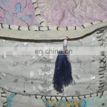 Patchwork Pouf Stool Vintage Embellished With Patchwork Living Room Ottoman Cover photo-2