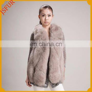 Hand make pluffy hot sale girls fox fur sleeveless vest