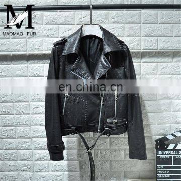 Italian Soft Jacket Genuine Lambskin Leather Slim Leather Jacket Woman Color photo-3