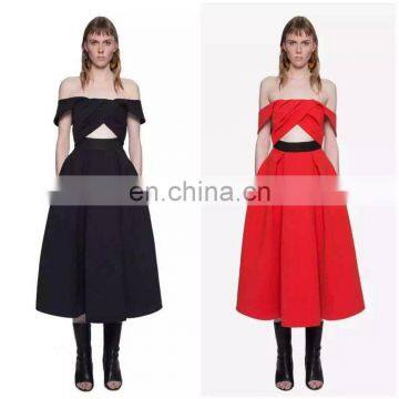 NO MOQ fast shipping long loose dress Exposed belly dresses