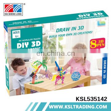 Novel design hot sale kids toy 3d printing pen include 3*AG13 battery