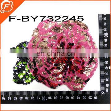 hot popular and colorful big sequin PVC flower embroidery patches patch