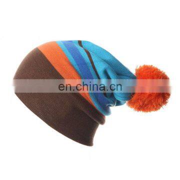 High quality colorful winter knit custom pom pom beanies with top ball