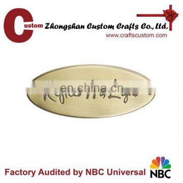 Custom brand metal logo plate metal label holder metal name tag