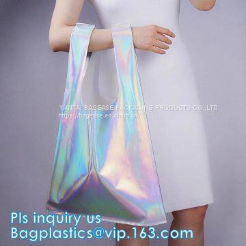 Semi-clear Tote Bags Stripe PVC Shoulder Bag with Pouch, PVC PU Trendy Handbag Shoulder Bag Beach Bag, PVC shoulder bag