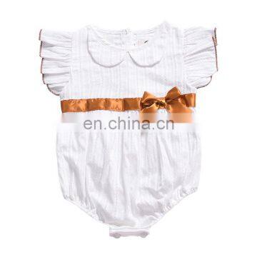 Ins 2019 SUMMER Fly Sleeved Girls Romper Newborn Baby Girl Bow Romper Jumpsuit 2colors photo-3
