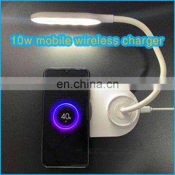2020 New Product Lamp With Wireless Charging QI 10W Mobile Phone Power Bank Charging Station High Quality Wireless Charger Lamp photo-4