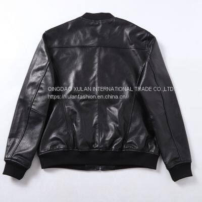 HOT SALE 2021 CLASSIC FASHION MEN'S GENUINE LEATHER BASEBALL JACKET photo-5