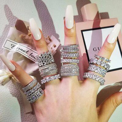 Solid 925 Silver Rings For Women Moissanite Ring White Gold Bridal Wedding Engagement Trendy Jewelry Bijoux Femme