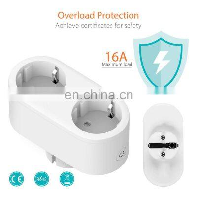 EU Standard OEM Shunt Dual Control Voice Control Timing Switch Smart Life Smart Socket WiFi Smart Socket photo-2