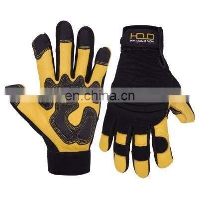 HANDLANDY Durable Flexible Wholesale Classic style Deerskin motorcycle leather driving gloves Merchanics work gloves for women