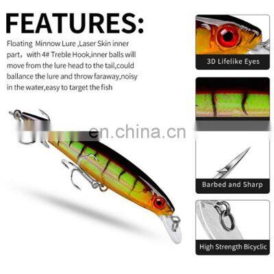Amazon Top Sales Lures Minnow 10 Colors 13.4g/11cm Black Minnow Lure Best Quality Floating Minnow Lure Fish Bait Supplier photo-3