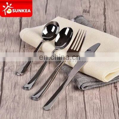 Wholesale cutlery flatware silver look plastic cutlery