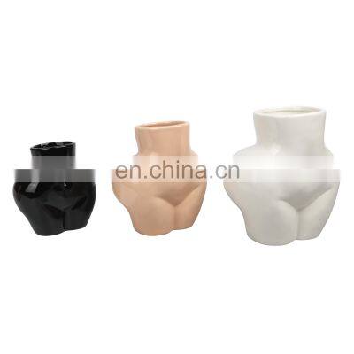 K&B mini body shape boho indoor ceramic vase female butt planter small body vase