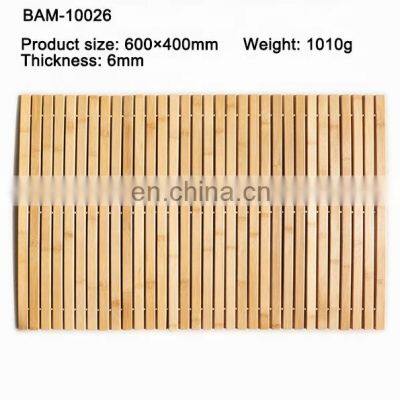 Environmental Friendly Natural Bamboo Shower Mat Non-slip Rubber Easy Drying Designed Bathroom Bamboo Floor Mat photo-4