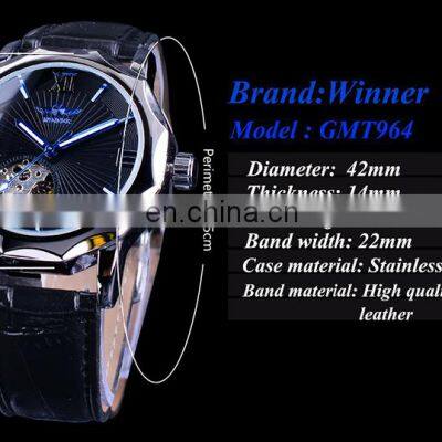 WINNER 199 Men Automatic Mechanical Movement Luminous Display Watch Low Price Fashion China Leather Band Watch photo-5
