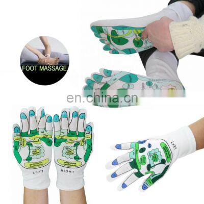 95% Cotton 5% Spandex Reflexology Zones Marked Foot Massage Reflexology Socks Reflexology Gloves