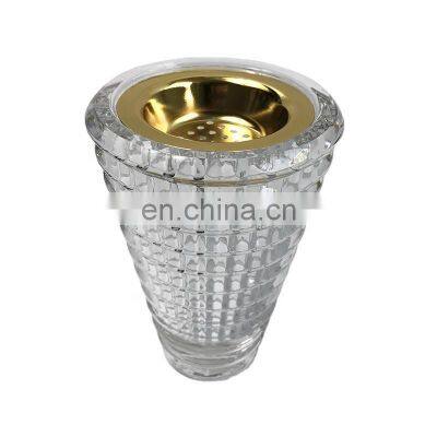 Creative Modern Handmade Home Wedding Decor Burner Bukhoor Tabletop Round Flower Clear Mosaic Glass Crystal Vase Candle  Holder