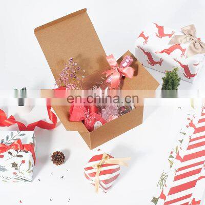 Custom Logo Brown Paper Gift Box With Lid Packaging Box Kraft Paper for Bridesmaid Proposal Wedding photo-4