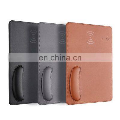 New Factory Supply Smart Long Black Wrist Rest Blank PU Wireless Charging Leather Sublimation Custom Mouse Pad photo-3