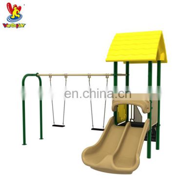 Economic Amusement Park Kids Outdoor Garden Games Rides Indoor Playhouse Plastic Slide Small Playsets Equipment with Swing Toys