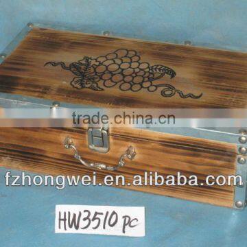 Hongwei Handmade Shabby Chic Wooden Brown Wine Storage Boxes/Wine Crate with Metal Handle,Durable,Eco-friendly