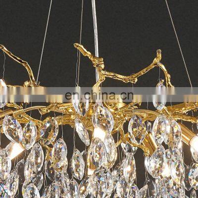 Home Decor Gold Pendant Light Restaurant Hanging Hotel Modern Led Glass Chandelier