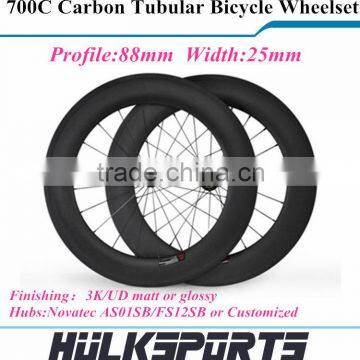 Road bicycle wheel 700C carbon road bike Tubular wheel 88mm Tubular carbon wheelset