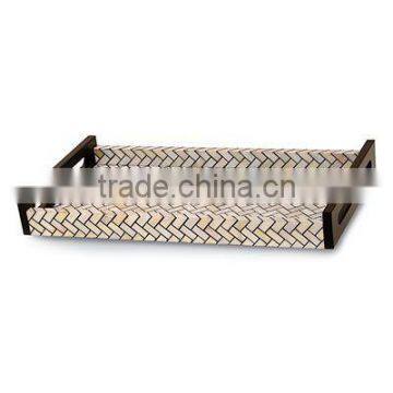 High end quality best selling special newest designed black MOP inlay rectangular serving Tray from Vietnam