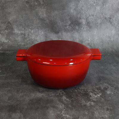 Enamel Cast Iron Double Dutch Oven With Fry Pan Lid