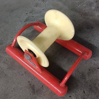 Cable Laying Dedicated Straight-Running Pulley | Dual Wheels Free Rotation | 5mm Thickened Red Steel Bracket | Firm Welded Construction photo-4