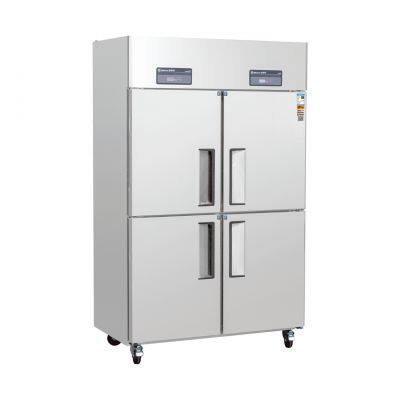 Промышленный американского стиля вертикальный холодильник или морозильник с четырьмя маленькими дверьми для промышленной переработки пищевых продуктов