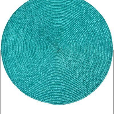 HOME COLLECTION Round 15 Inch Braided Woven Polypropylene Plastic Placemats (green ), Set of 4 photo-2