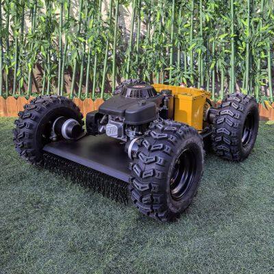Villa Lawns Regular Grass Mowing Vigorun 550mm Brake Motor E-Stop Remote Manipulation Four Wheel Drive Mowing Machine photo-2