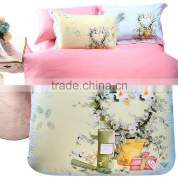 Home plain white cotton elegant sweet 4 pcs Bedding set