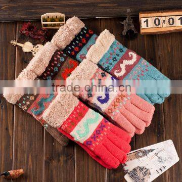 Lovely Thickening wool warm gloves winter women's outdoor knitted gloves, full finger gloves