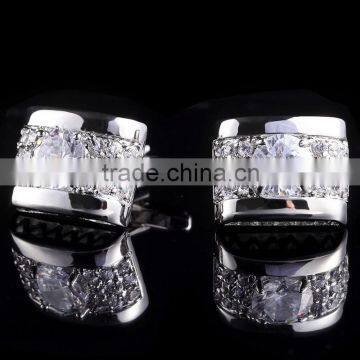 Silver Crystal Men's Cuff Links Wedding party Gift Cufflinks