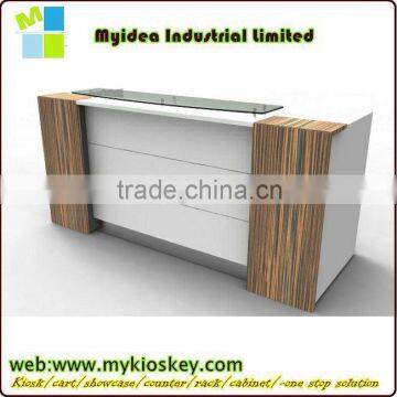 White Glass Modern Reception Counter Led Light Bar Counter photo-5